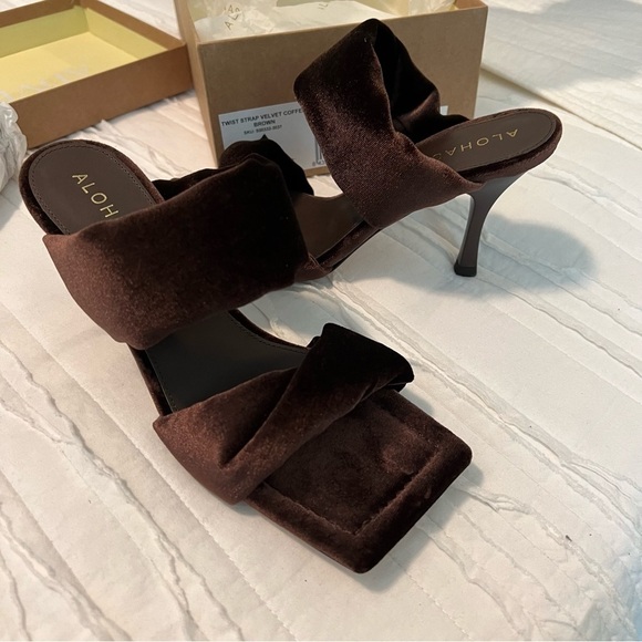 Anthropologie Brown Velvet Heels - Picture 7 of 11